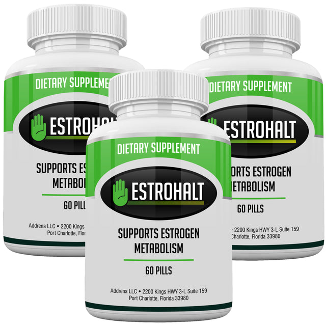 Estrohalt 3 Pack 180 Tablets- DIM Supplement (Diindolylmethane) and Indole-3-Carbinol (I3C) Best Estrogen-Blocker for Women & Men | Natural Aromatase Inhibitor Vitamin to Help PCOS, Menopause, and PMS