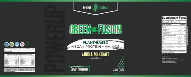 Green Fusion: Plant-Based Vegan Protein + Aminos (Vanilla) 2Lb