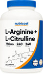 Nutricost L-Arginine L-Citrulline Complex 750Mg, 240 Capsules - Non-Gmo