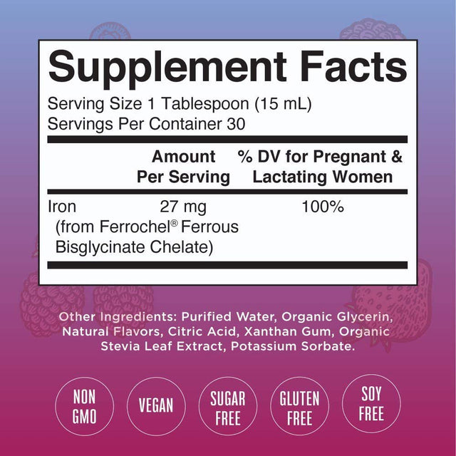 Mary Ruth Organics Prenatal & Postnatal Liquid Iron Supplement | Pregnant & Lactating | Immune Support | Sugar Free | Vegan | Non-Gmo | Gluten Free | 15.22 Fl Oz