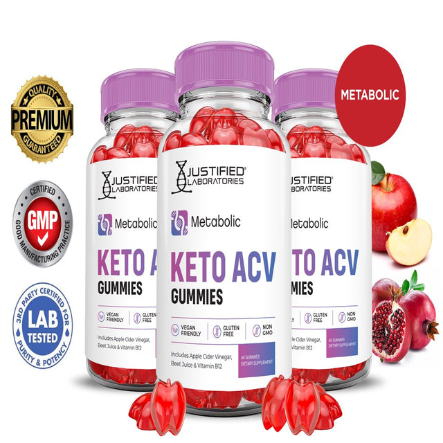 (3 Pack) Metabolic Keto ACV Gummies 1000MG Dietary Supplement 180 Gummys