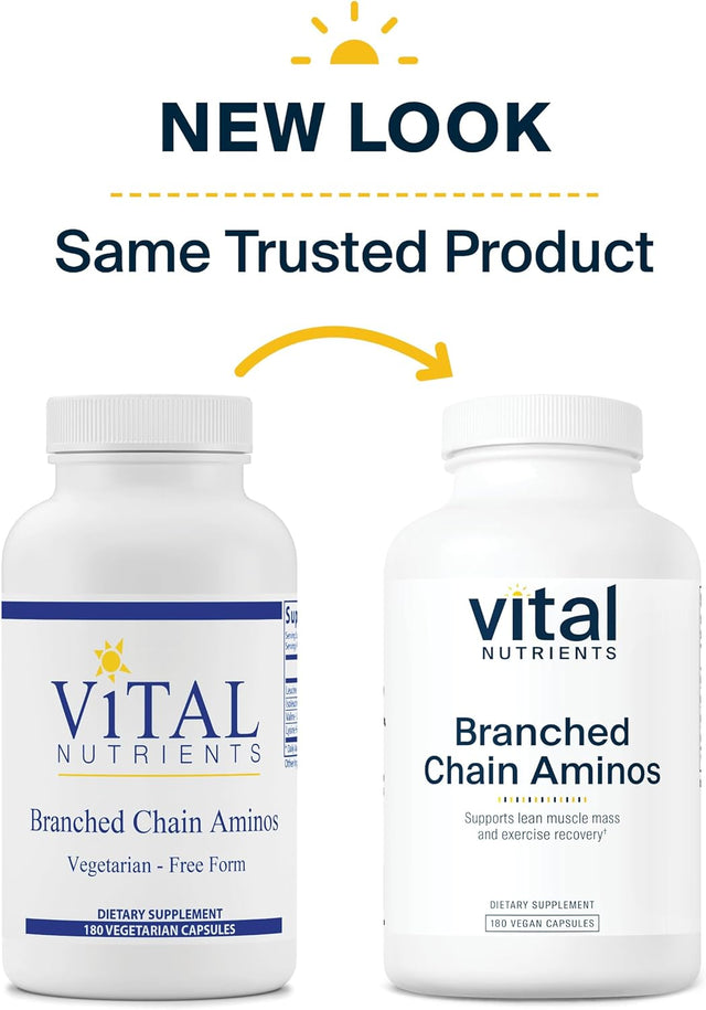 Vital Nutrients - Branched Chain Aminos - Blend of L-Leucine, L-Isoleucine, L-Valine, and L-Lysine Hcl Amino Acids - 180 Vegetarian Capsules per Bottle