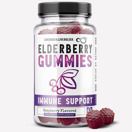 Live Infinitely Elderberry Gummies with Zinc and Vitamin C for Adults & Kids Gluten Free 60 Count