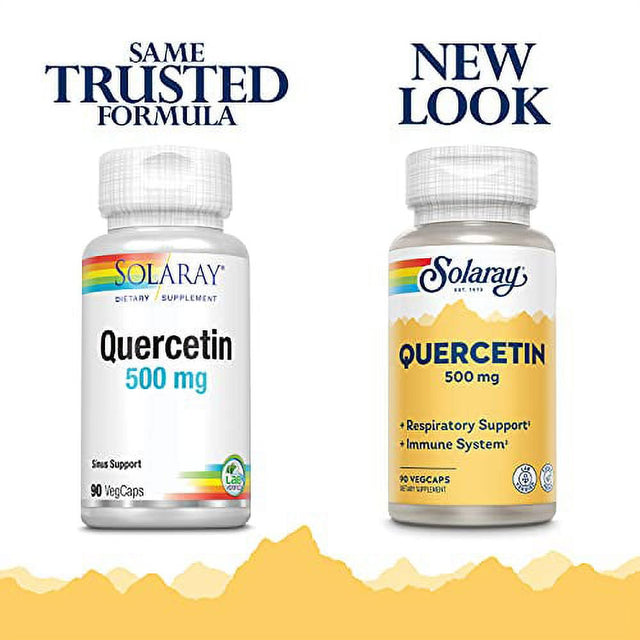 Solaray Quercetin 500 Mg, Supports Sinus, Respiratory, Immune Function & Normal, Healthy Uric Acid Levels, 90 Vegcaps