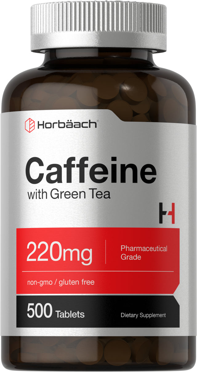 Caffeine Pills 220Mg with Green Tea | 500 Vegetarian Tablets | by Horbaach