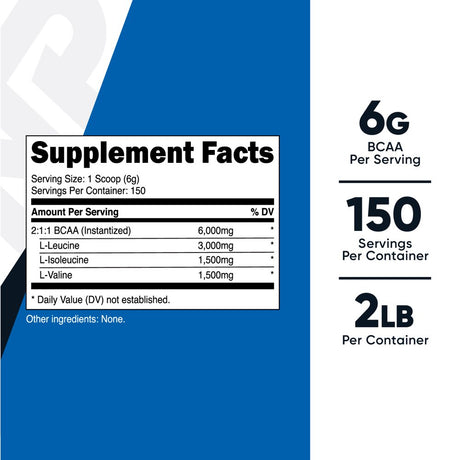 Nutricost BCAA Powder 2:1:1 (Unflavored) 150 Servings- Amino Acid Supplement