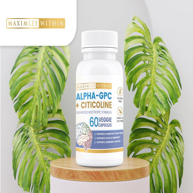 Maximize within Alpha GPC + Citicoline 60 Cap, 1600Mg Concentrated Formula - Supports Memory, Focus, Mood & Energy