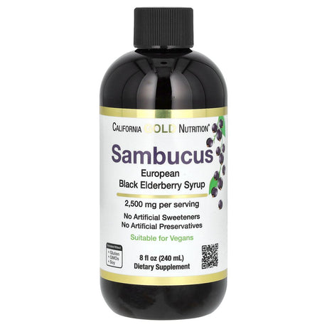 Elderberry Syrup, Black Elderberry (Sambucus Nigra) Juice Concentrate, Seasonal Immune Support, No Artificial Preservatives or Sweeteners, 2500 Mg, 8 Fl Oz (240 Ml)