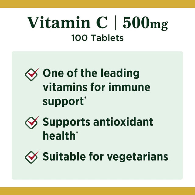 Nature'S Bounty Vitamin C 500 Mg Tablets for Immune Support, 100 Ct