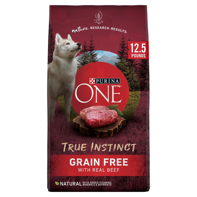 Purina ONE Grain Free Natural High Protein Dog Food Formula True Instinct with Real Beef with Added Vitamins, Minerals and Nutrients