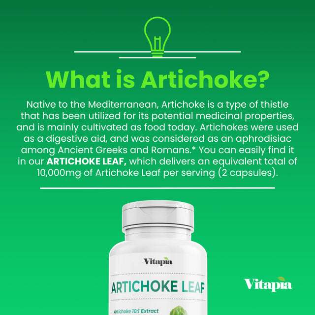 Vitapia Artichoke Leaf 1000Mg(10000Mg) per Serving - 10:1 Extract - 60 Veggie Capsules - Vegan and Non-Gmo - Supports Digestive Health and Liver Health, Healthy Metabolism, Antioxidant