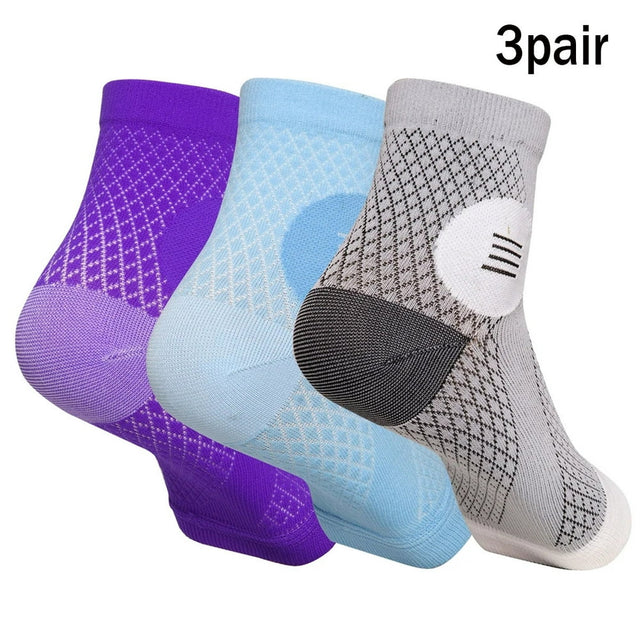 3 Pairs Soothe Socks Plantar Fasciitis Neuropathy Pain Ankle Brace Compression Sleeve Support Soothesocks Arch Support Women Men，Adult-M，3 Color