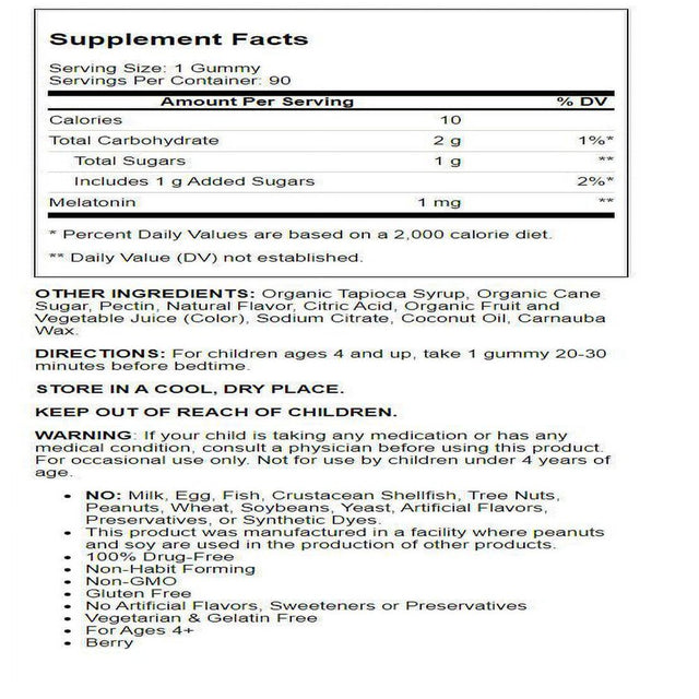 Natrol Kids Melatonin 1Mg, Dietary Supplement for Restful Sleep, 90 Berry-Flavored Gummies, 90 Day Supply