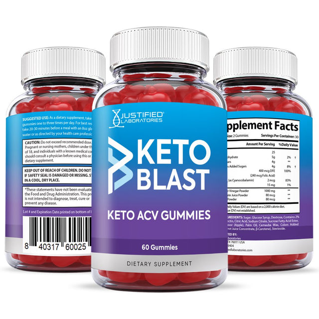 (3 Pack) Keto Blast ACV Gummies 1000MG Dietary Supplement 180 Gummys