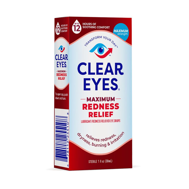 Clear Eyes Maximum Redness Eye Relief Lubricant Eye Drops, 1 Fl Oz