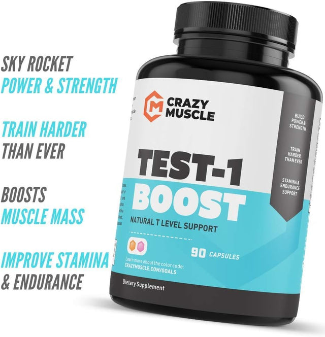 Crazy Muscle the Basics: Test 1 Boost Is a Must-Have with BCAA (2 Month Supply)