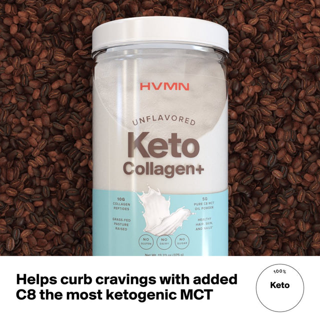 H.V.M.N. Keto Collagen+ Protein Powder, Unflavored, 25 Servings - Collagen Peptides & MCT Powder, Keto Diet Approved