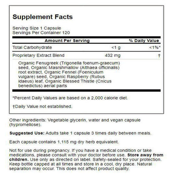 Gaia Herbs Lactate Support 120 Vegan Caps