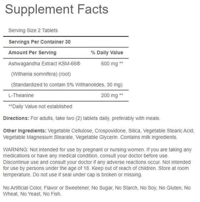 Ashwangandha KSM66 & L-Theanine 60 Count by Puritan'S Pride