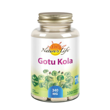 Nature'S Life Gotu Kola 340Mg | Brain & Mood Support Supplement | Healthy Cognitive Function, Memory & Vitality Formula | Non-Gmo | 100 Veg Caps