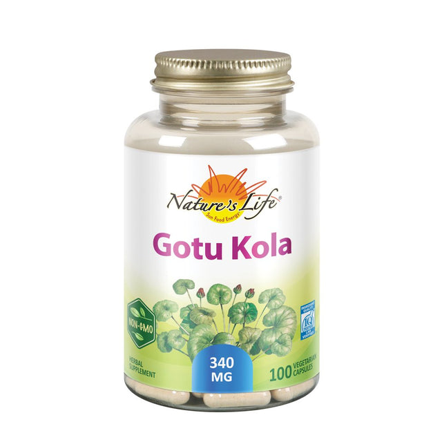 Nature'S Life Gotu Kola 340Mg | Brain & Mood Support Supplement | Healthy Cognitive Function, Memory & Vitality Formula | Non-Gmo | 100 Veg Caps