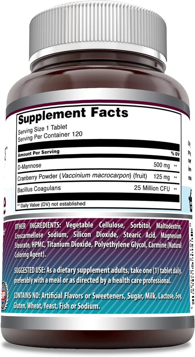 Amazing Formulas D-Mannose 500Mg 120 Tablets Supplement (Non-Gmo)