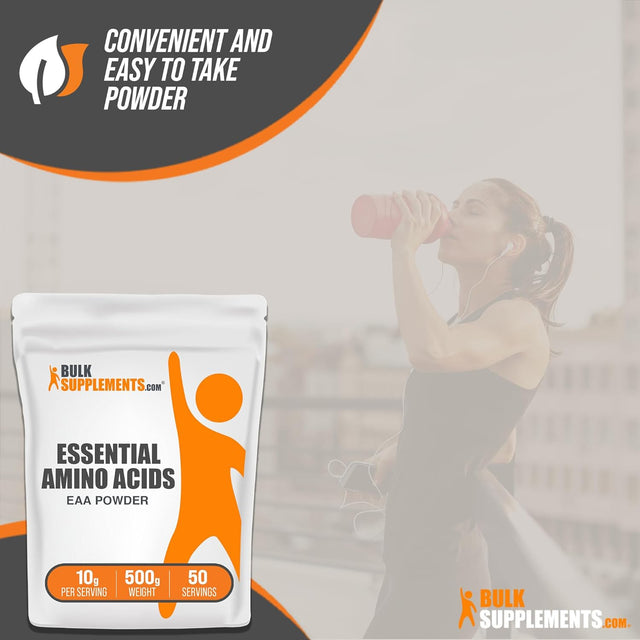 BULKSUPPLEMENTS.COM Essential Amino Acids Powder - EAA Powder, Essential Amino Acids Supplement, Eaas Amino Acids Powder - Unflavored & Gluten Free, 10G per Serving, 500G (1.1 Lbs)