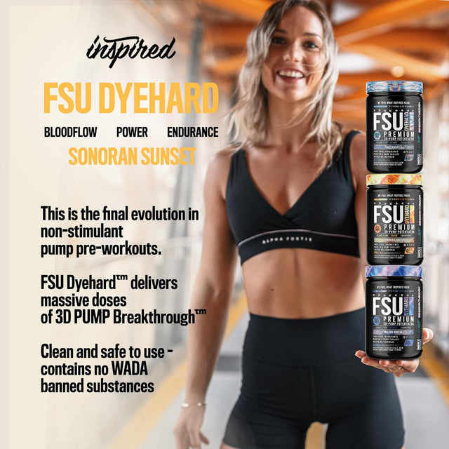 FSU DYEHARD Non-Stim Pre-Workout | 3D Pump + Nutrigp + NO3-T Nitrate | by Inspired Nutraceuticals (Sonoran Sunset)