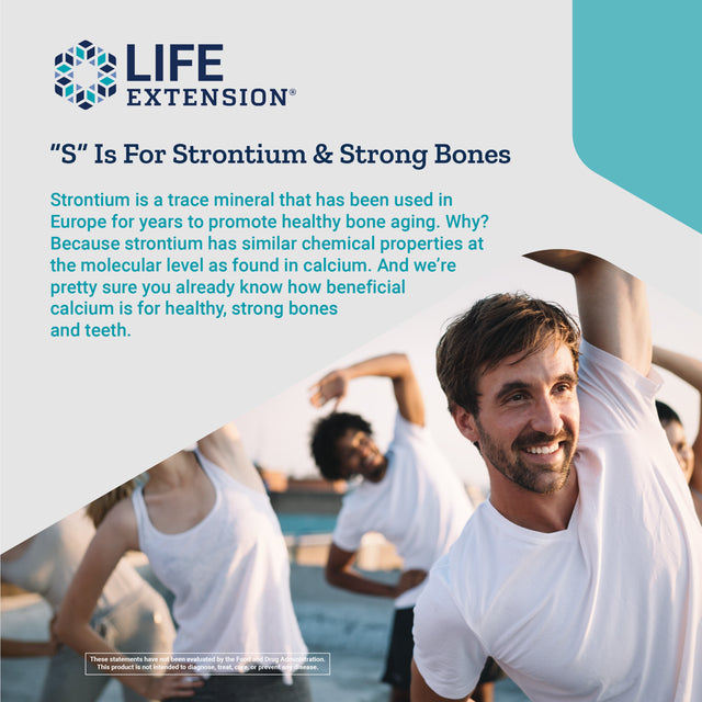 Life Extension Strontium Caps, 750 Mg - Bone Health Support Supplement - Gluten-Free, Non-Gmo - 90 Vegetarian Capsules