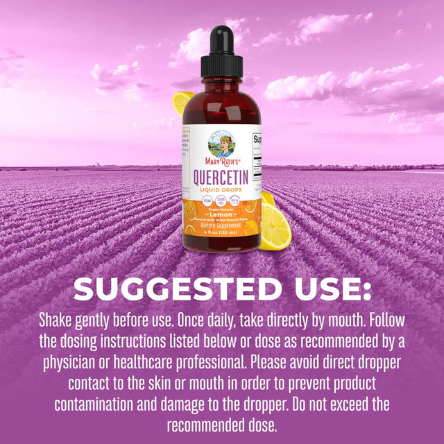 Maryruth Organics | Quercetin Liquid Drops| Bioflavonoid | Immune Support, Natural Anti-Inflammatory, Allergy Relief | Vegan | 4 Fl Oz / 120 Ml