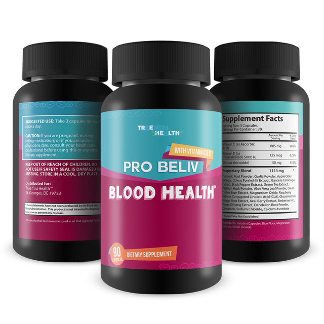 Pro Beliv Blood Health - Blood Sugar Support Supplement - Support Balanced Blood Sugar, Reduced Inflammation, & Cardiovascular Health - 20+ Herbs & Vitamins Including Cinnamon, Berberine, & Ginseng