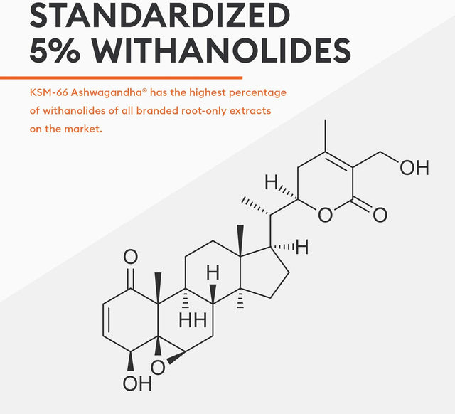 KSM-66 Ashwagandha Root Powder Extract - Stress, Mood, & Athletic Support - 1,000 MG of Clinically Studied KSM66 & Black Pepper for Maximum Absorption - 5% Withanolides - 60 Vegan Capsules