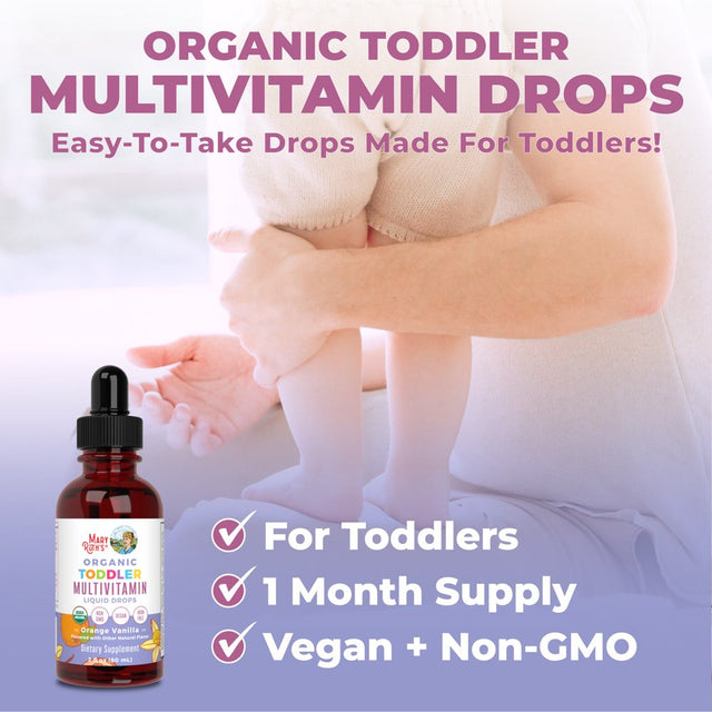 Maryruth'S USDA Organic Multivitamin Liquid Drops for Kids 1-3 | Iron-Free | Orange Vanilla Flavor | Vegan, Non-Gmo | 2 Fl Oz / 60 Ml