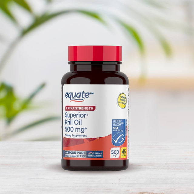 Equate Extra Strength Krill Oil Dietary Supplement, 500 Mg, 45 Count