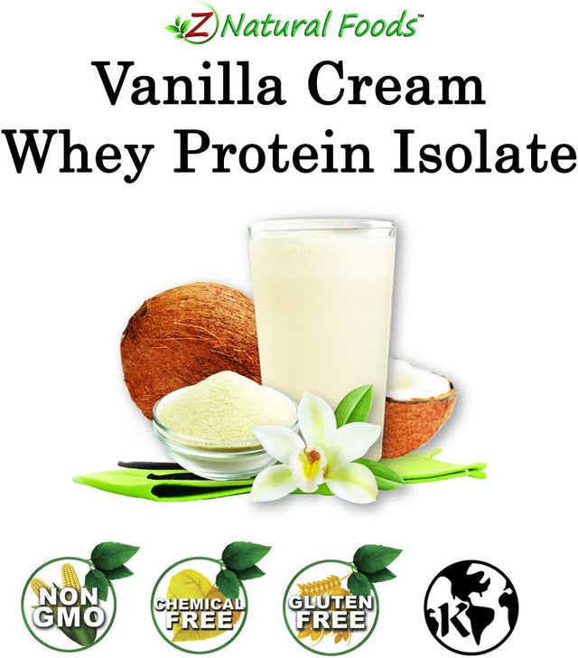 Z Natural Foods Vanilla Cream Whey Protein Isolate, Nutrition-Rich, Flavorful Protein Powder for Heart Health and Immunity, Great in Tea, Coffee, Smoothie, Non-Gmo, Gluten-Free, Kosher, 5 Lbs