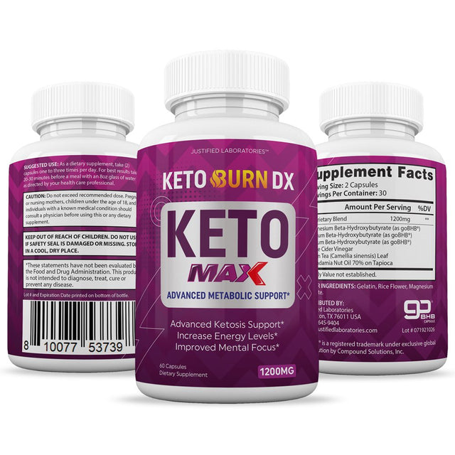 (3 Pack) Keto Burn DX Max 1200MG Pills Includes Apple Cider Vinegar Gobhb Strong Exogenous Ketones Advanced Ketogenic Supplement Ketosis Support for Men Women 180 Capsules