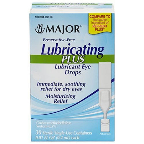 Major Lubricating plus Lubricant Eye Drops Moisturizing Relief 30 Ct, 0.4 Oz