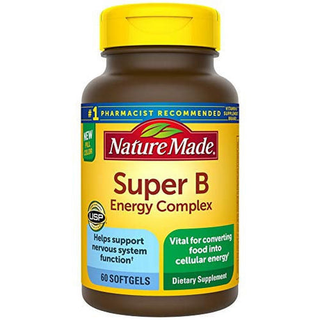 Nature Made Super B Energy Complex, Dietary Supplement for Brain Cell Function Support, 60 Softgels, 60 Day Supply