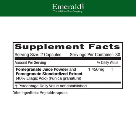 Emerald Labs Pomegranate - Supports Heart Health, Artery Health, Immune System, Potent Antioxidant - 60 Vegetable Capsules