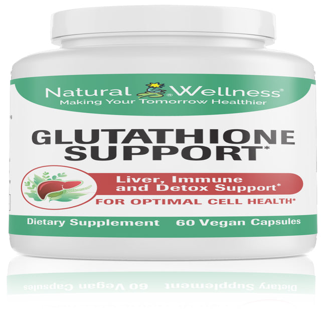 Natural Wellness Glutathione Support - Glutathione Support with L-Glutathione and Glutathione Cofactors - Antioxidant, Liver & Immune Support - 60 Vegan Capsules: 30 to 60-Day Supply