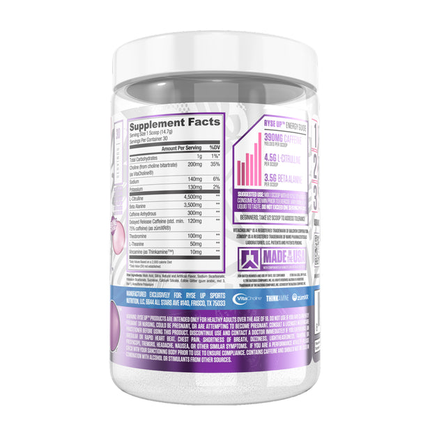 RYSE Supplements Loaded Pre Workout, Bazooka Grape, 30 Servings