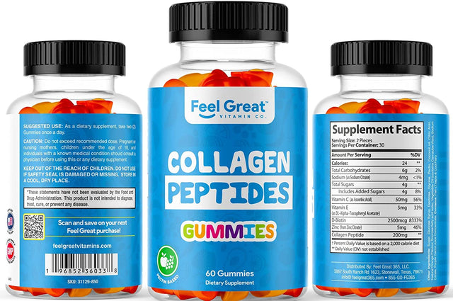 Collagen Gummies with Biotin, Vitamin C and E, Zinc | Supports Hair Growth Healthy Skin, Nails & Provides Joint Support | Collagen Peptide Supplement Gummies