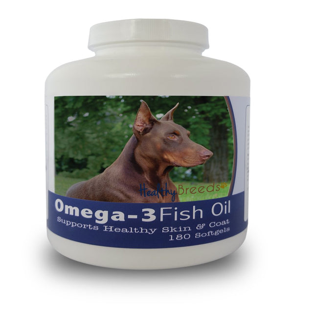 Healthy Breeds Dog Omega-3 Fish Oil Softgels for Doberman Pinscher, 180 Count