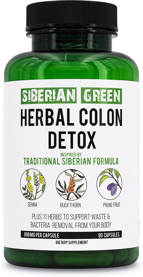 Herbal Colon Detox with Senna Buckthorn Prune Fruit 90 Capsules – Traditional Siberian Formula 14 Herbs & Probiotic to Cleanse Colon and Detox Body