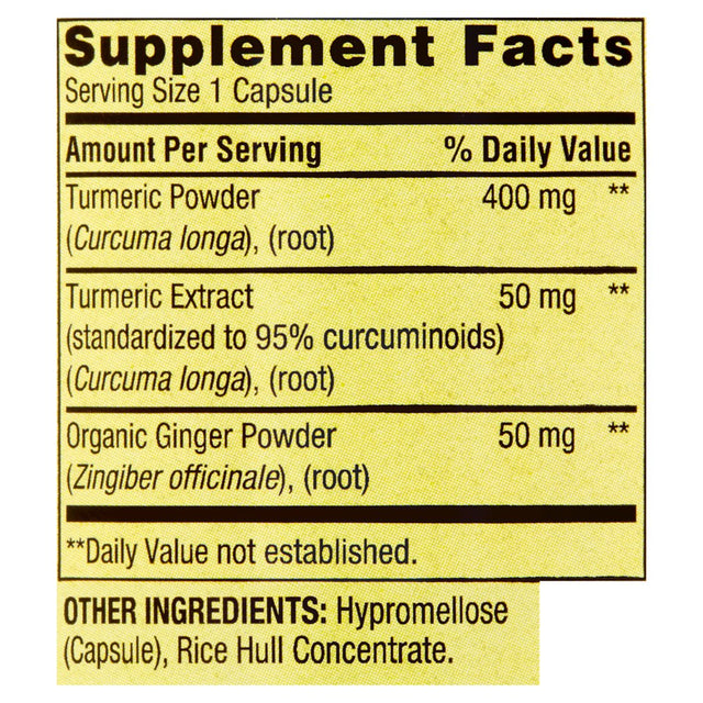 Spring Valley Turmeric Curcumin with Ginger Powder Dietary Supplement, 500 Mg, 180 Count