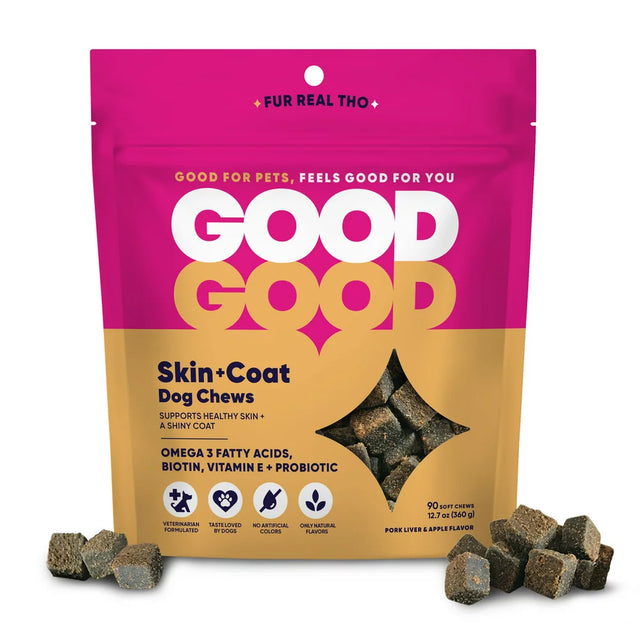 Goodgood Dog Supplement to Support Healthy Dogs, Skin + Coat, 90 Natural Flavor Chews