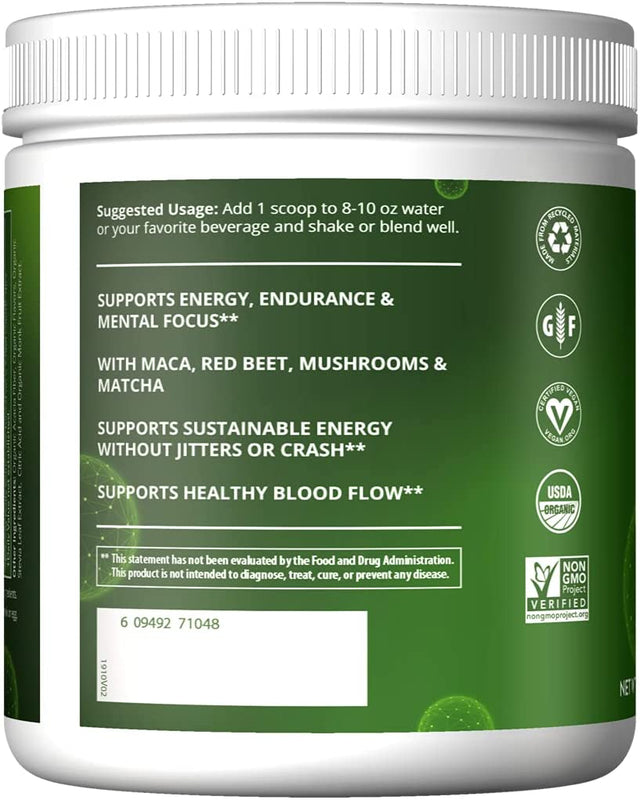 MRM Nutrition Organic Pre-Workout Powder | Island Fusion Flavored | Superfoods + 150Mg Natural Caffeine + Adaptogens | Clean Energy + Focus| Healthy Blood Flow | Vegan + Non-Gmo | 20 Servings