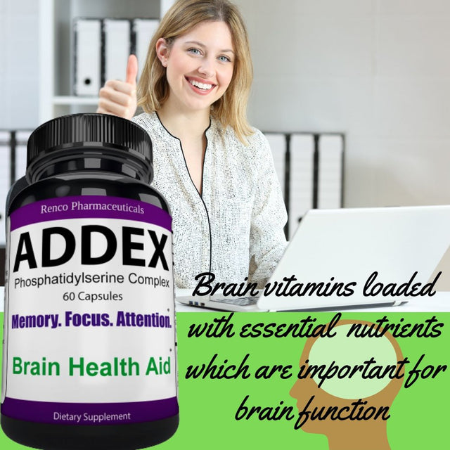 Addex Brain Booster Vitamins for Men & Women, Support Memory and Focus - Improve Brain Focus, Clarity & Memory Supplements for Seniors & Adults, Energy & Mood Booster 60 Count