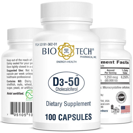 Bio-Tech Pharmacal - D3-50 - 100 Capsules