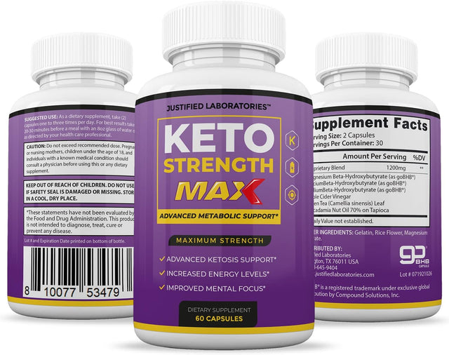 (2 Pack) Keto Strength Max 1200MG Pills Includes Apple Cider Vinegar Gobhb Strong Exogenous Ketones Advanced Ketogenic Supplement Ketosis Support for Men Women 120 Capsules